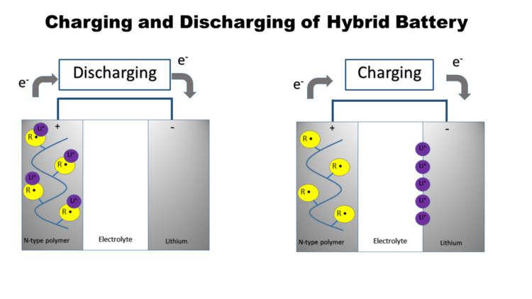Lithium hybrid organic battery