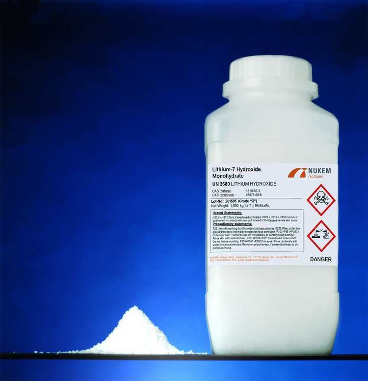 Lithium hydroxide Lithium7 in the form of Lithium Hydroxide Monohydrate NUKEM