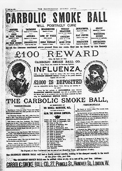 Litigation before the judgment in Carlill v Carbolic Smoke Ball Co