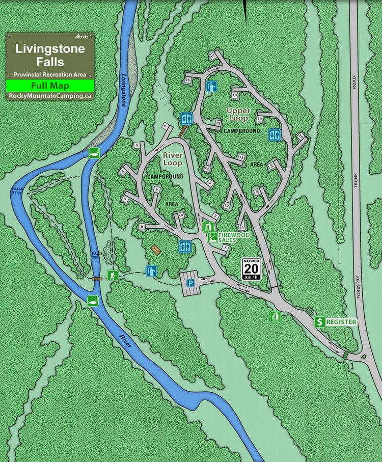Livingstone Falls Full Site Map Livingstone Falls Campground Campground Map