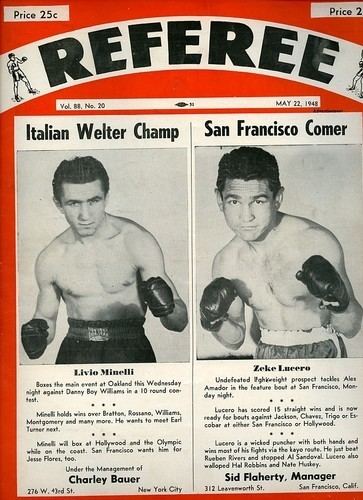 Livio Minelli 1948 Livio Minelli Zeke Lucero Referee Boxing Program Magazine