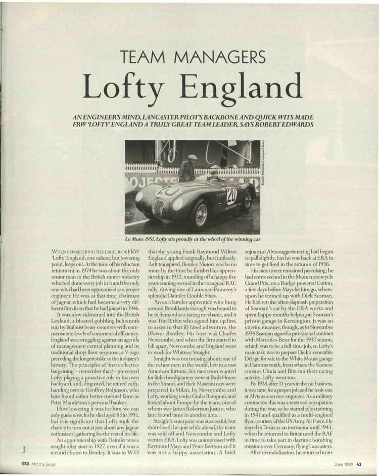 Lofty England Team Managers Lofty England Motor Sport Magazine Archive