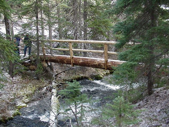 Log bridge BendFt Rock Forest Service Trail Crews build a log bridge over