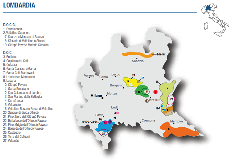 Lombardia (wine) Map of Lombardia DOPs Italian Wine Central