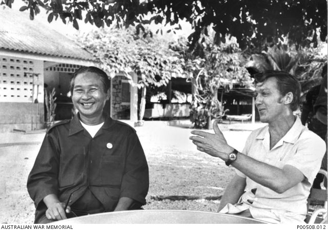 Lon Nol Cambodia 1972 Australian cameraman Neil Davis conducting an