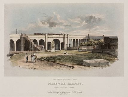 London and Greenwich Railway A view of the London and Greenwich Railway from Spa Road c 1840s