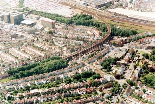 London Road viaduct Aerial view 1991 London Road viaduct Aerial view tour Tours