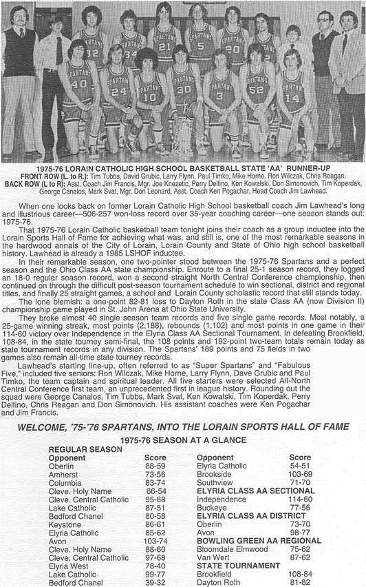 Lorain Catholic High School 197576 Lorain Catholic High School Basketball Team Lorain Sports