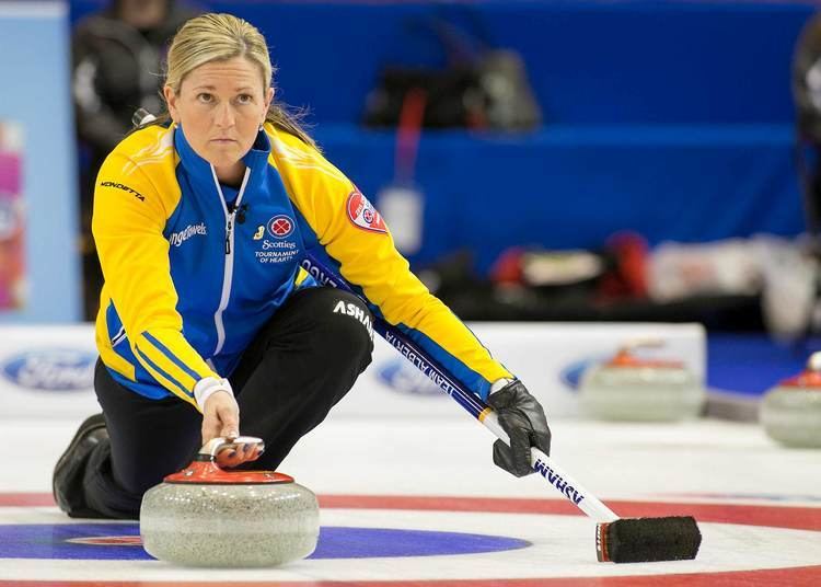 Lori Olson-Johns Team Alberta third Lori OlsonJohns throws her vice rock