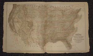 Lorin Blodget 1873 Map of Clymatological of US by Lorin Blodget 25 x 17 Grays
