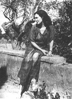 Mary Margaret Garman Campbell, mother of Lorna Garman, wearing a dress.