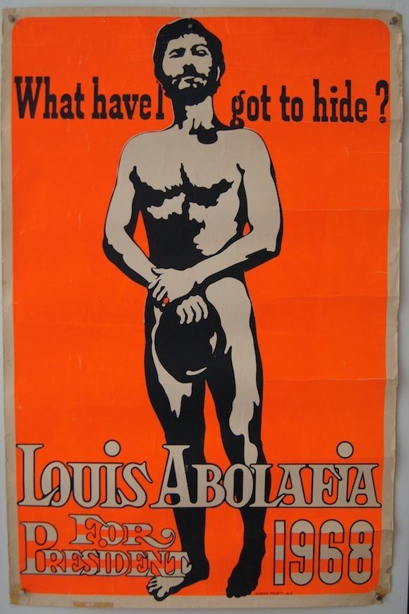 Louis Abolafia LOUIS ABOLAFIA political poster WHAT HAVE I GOT TO HIDE 1967