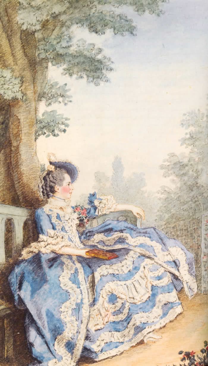 Louis Carrogis Carmontelle 1763 Madame d39Egmont in her garden by Louis Carrogis