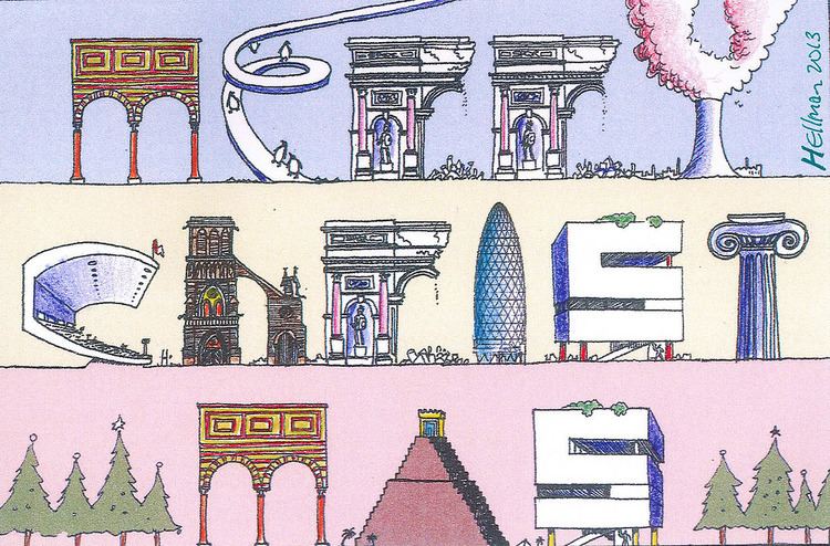 Louis Hellman Christmas card from architectural cartoonist Louis Hellman Flickr