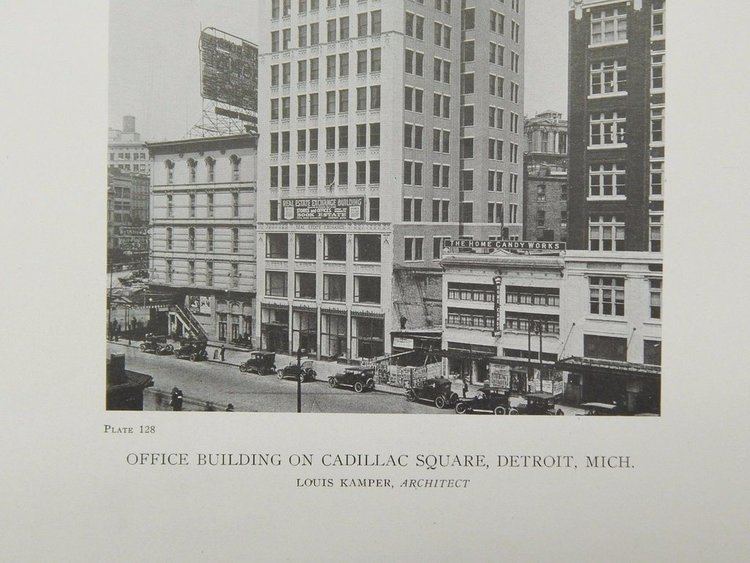 Louis Kamper Office Building on Cadillac Square Detroit MI 1919 Lithograph