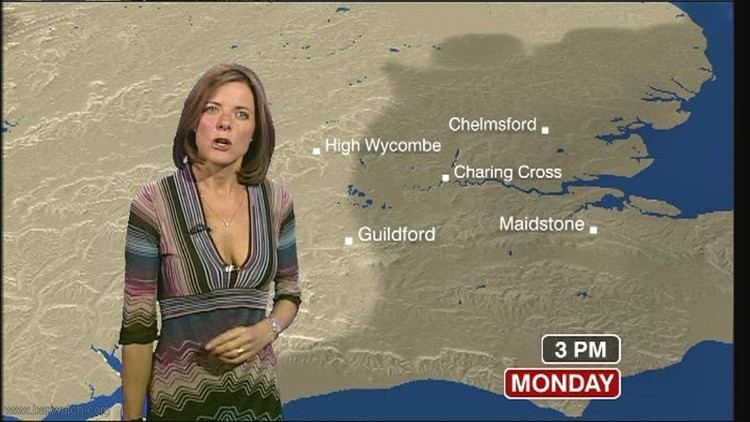 Louise Lear at work as a BBC weather presenter