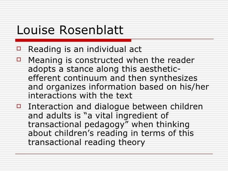 Louise Rosenblatt Thinking about rosenblatt meek chambers notes