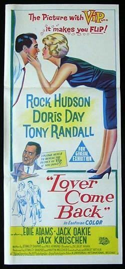 Lover Come Back (1961 film) LOVER COME BACK Movie Poster 1961 Doris Day Rock Hudson daybill