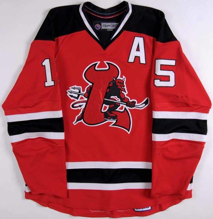 SP LOWELL LOCK MONSTERS 5th Anniversary 1998-2003 AHL (XL) Hockey Jersey  DEVILS