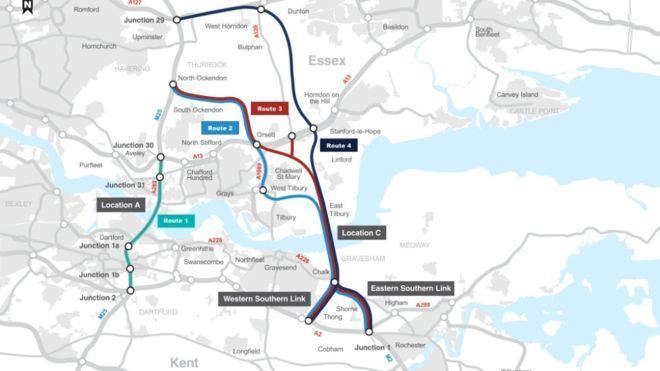 Lower Thames Crossing Lower Thames Crossing Gravesend and Tilbury tunnel plan backed