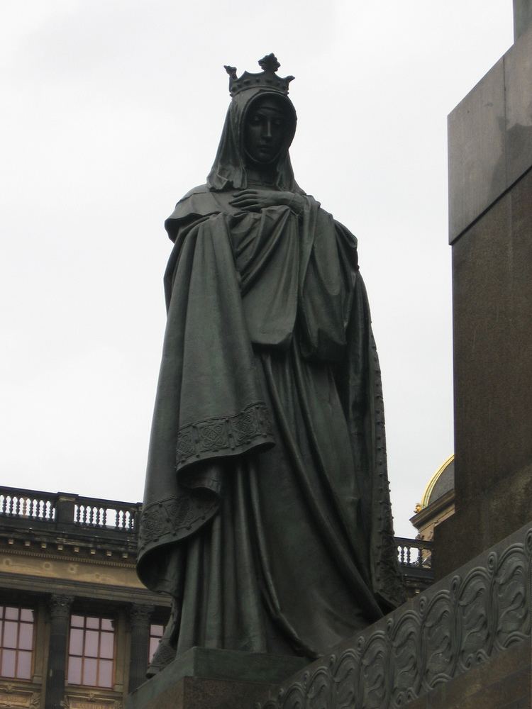 Ludmila of Bohemia Prague Statue of St Wenceslas detail with St Ludmila of