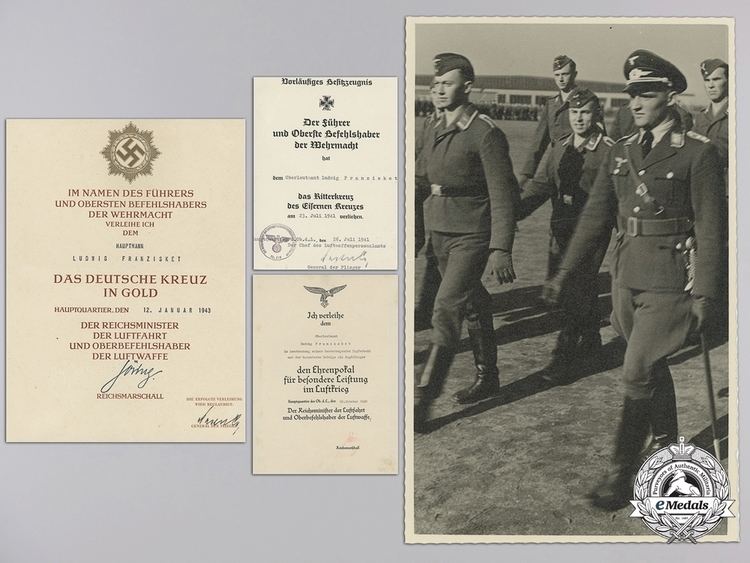 Ludwig Franzisket The Award Documents to Luftwaffe Ace Major Ludwig Franzisket