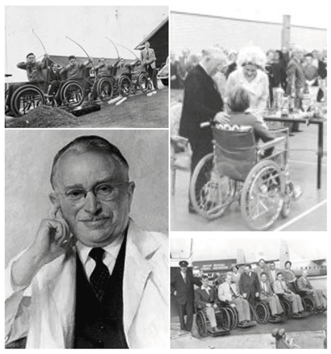 Poster featuring Ludwig Guttmann, one of the founding fathers of organized physical activities for people with disabilities.