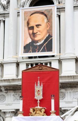 Luigi Caburlotto as featured in the Vatican during his beatification. 
.