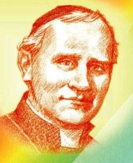 A drawing of Luigi Caburlotto with him wearing black cassock and a priest cap.
