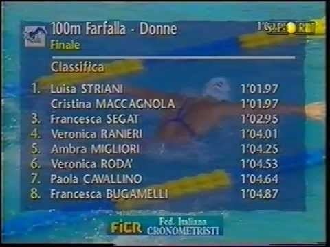 Luisa Striani 100mt farfalla donne Luisa Striani YouTube