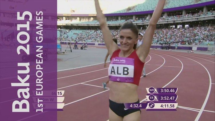 Luiza Gega Gega wins the Women39s 1500m for Albania Athletics Baku