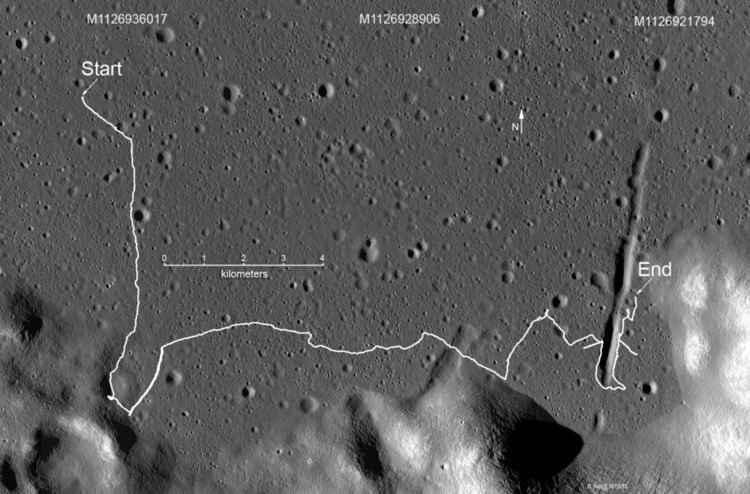 Lunokhod 2 LROC Traces Tracks of Lunokhod 2 Rover Solar System Exploration