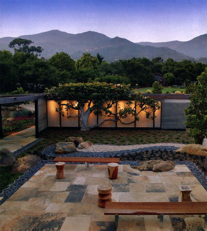 One of Lutah Maria Riggs' designs, an outdoor hang-out area with beautiful scenery.