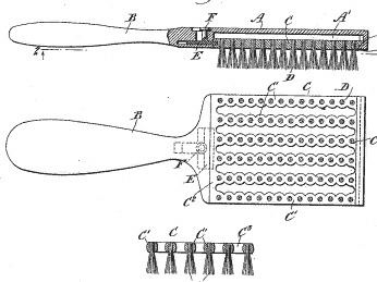 A diagram showing the hairbrush invented by Lyda Newman in 1898.