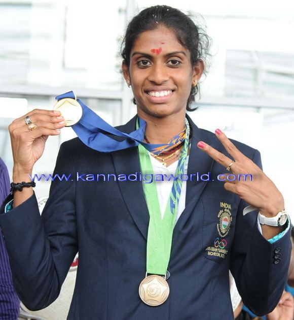 M. R. Poovamma Grand welcome to Athlete MRPoovamma in Mangalore