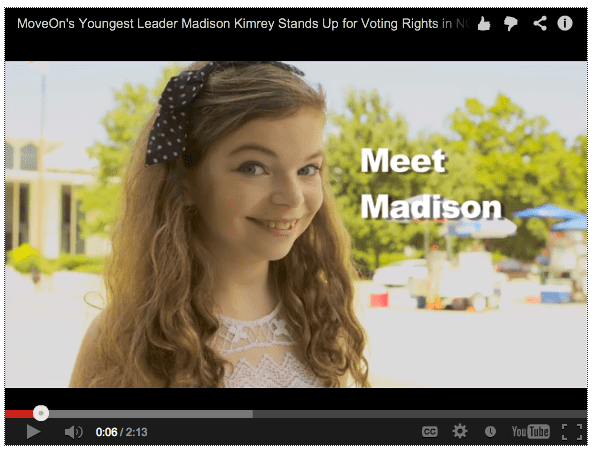 Madison Kimrey MoveOn39s Youngest Leader Madison Kimrey MoveOnOrg