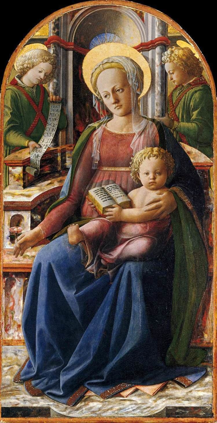 Madonna and Child (Lippi) Madonna and Child Enthroned with Two Angels by LIPPI Fra Filippo