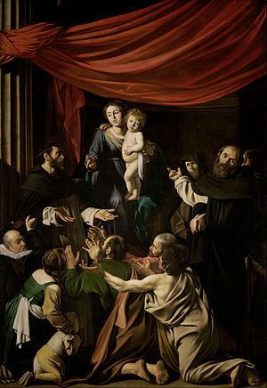 Madonna of the Rosary (Caravaggio) httpsuploadwikimediaorgwikipediacommonsthu