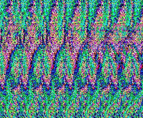 Magic Eye | blue, green, and pink patterned illusion