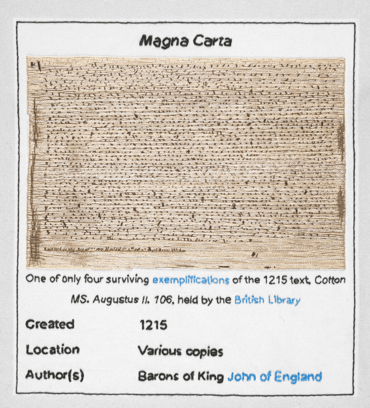 Magna Carta (An Embroidery) Magna Carta An Embroidery Medieval manuscripts blog