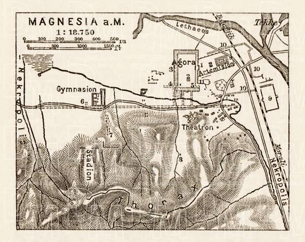 Magnesia on the Maeander Old map of the site of ancient Magnesia on the Maeander in 1914 Buy