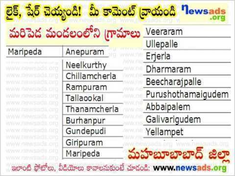 Mahabubabad district Villages in Maripeda Mandal ll Mahabubabad District ll Telangana