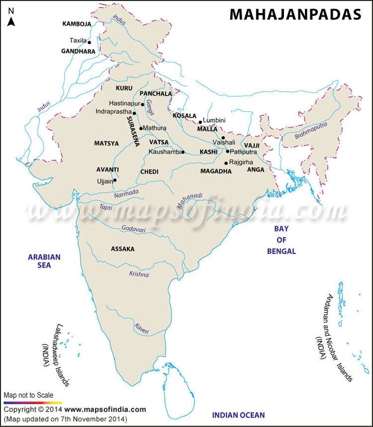 Mahajanapada Mahajanapadas Map Map of 16 Mahajanapadas