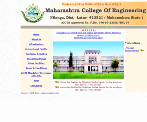 Maharashtra College of Engineering Nilanga Mcenilangacom Maharashtra Education Society39smaharashtra College