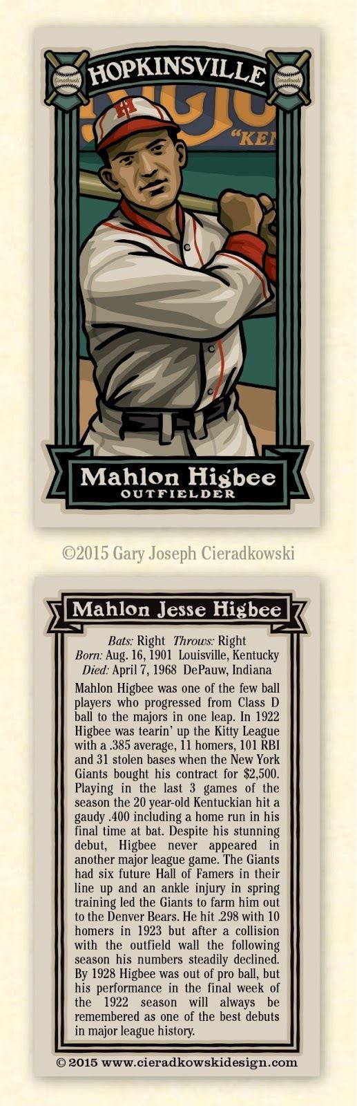 Mahlon Higbee The Infinite Baseball Card Set 204 Mahlon Higbee To the Major