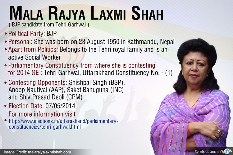 Mala Rajya Laxmi Shah Image of the Day about Indian political leaders hisher