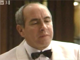 Malcolm Hebden as Norris Cole in the British ITV soap opera Coronation Street, 1960 wearing white formal outfit with a black tie.