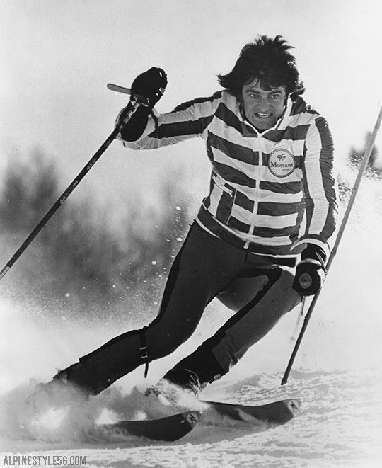 Malcolm Milne Malcolm Milne of Australia ski racing in a striped Mossant Sport of