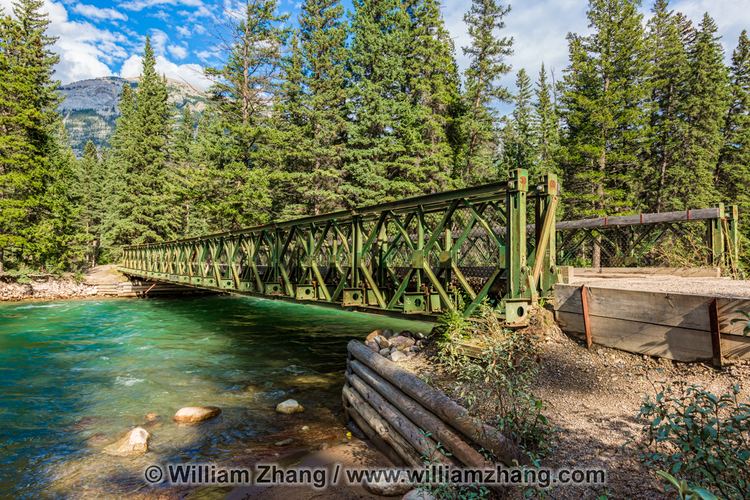 Maligne River Footbridge across Maligne River in Jasper National Park Alberta