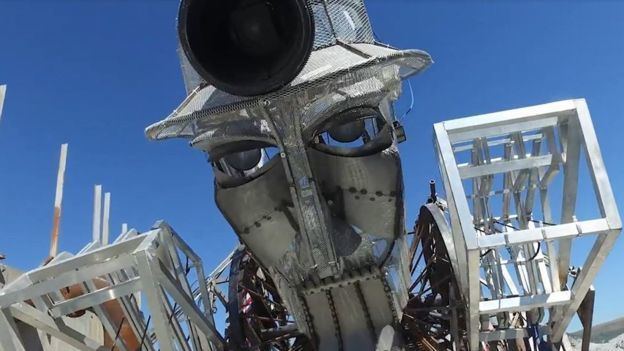 Man engine Giant miner puppet walks through Cornwall BBC News
